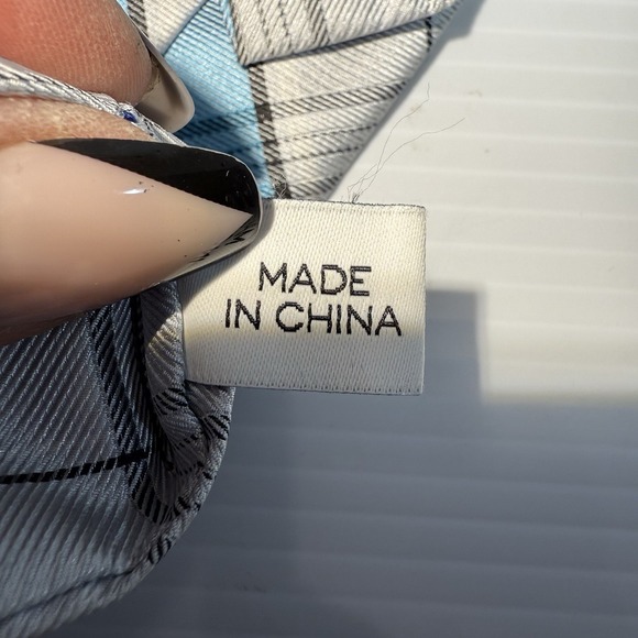 Collection By Michael Strahan Clip-On Tie Boys Blue White Grey Plaid 17 in Long - Picture 5 of 10